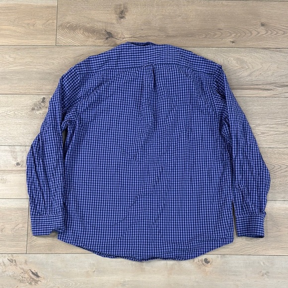 IZOD Men’s Blue and Purple Checkered Long Sleeve Plaid Button Down Shirt - Picture 6 of 8